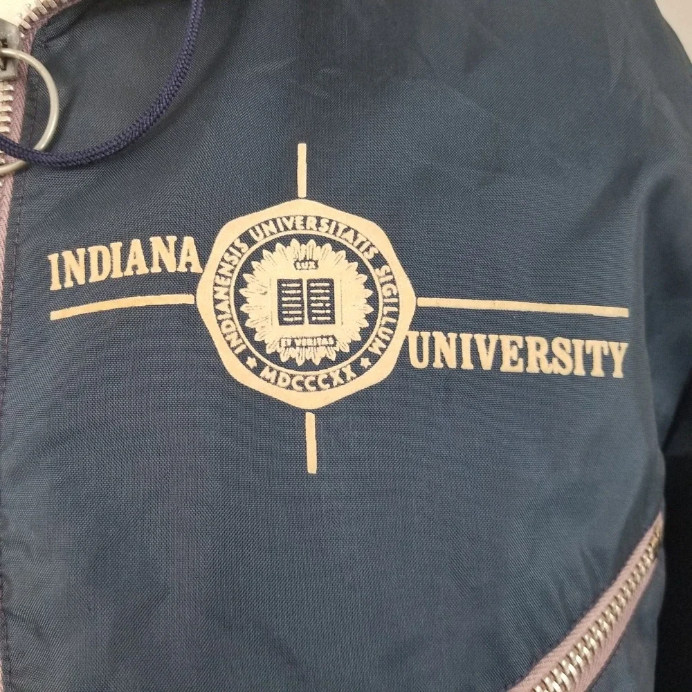 Artex Jacket Mens L Blue Indiana University 70s Vintage Nylon Windbreaker Hooded